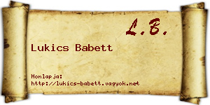 Lukics Babett névjegykártya